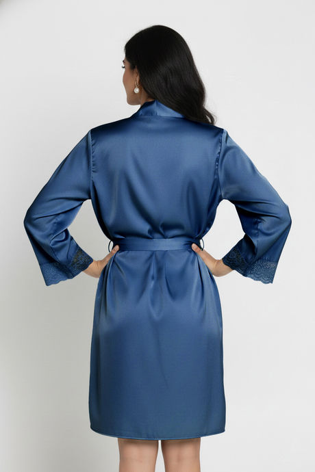 Zivame Luxe Satin 5 Pc Sleep Set - Lyons Blue — image 4
